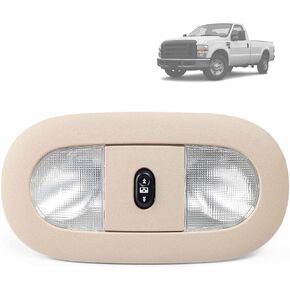 LED Front Overhead Console with Dome Map Light & Sunroof Switch Fit for Ford F250 F350 F450 F550 Super Duty 2008-2010 Cab Interior Ceiling Headliner Lamp Roof Reading Light OE# 8C3Z-25519A70-AA, Beige