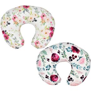 Little Jump 2 Pack Nursing Pillow Cover - Stretchy and Soft Nursing Cover for Breastfeeding Pillows, Comfortable Slipcover for Baby Boy and Girls. (Coffee & Green checkered)