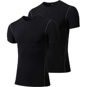 Men's Compression Shirts Short Sleeve Workout T Shirts Athletic Sports Base Layer Cool Dry Gym Tops Undershirts