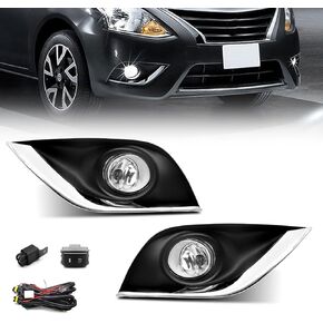 Fit for 2015-2019 Versa Fog Lights with Clear Lens Bumper Lamps Kit (Clear Lens)