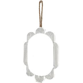 Decorative Wall Oval Mirrors with Rope Hanger, Small Simple Style for Home Decor,1pc (Black)