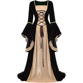 Zhitunemi Women's Renaissance Costume Faire Medieval Irish Under Dress Cosplay Retro Gown