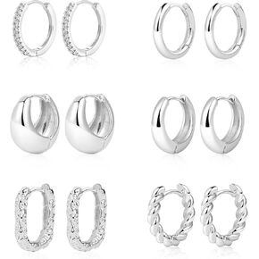 MIDEEO Gold/Silver Hoop Earrings for Women, 14K Gold Plated Twisted Huggie Hoop Earrings Hypoallergenic Thick Open Lightweight Chunky Hoop Earrings Jewelry for Gifts