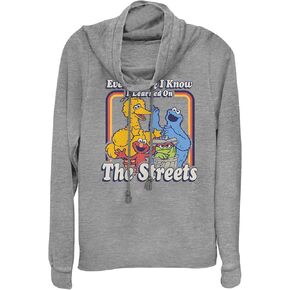Sesame Street Everything I Know Women's Cowl Neck Long Sleeve Knit Top
