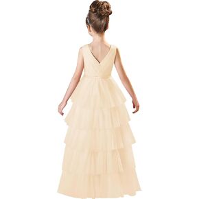 Flower Girl Dresses for Wedding Layered Tulle Pageant Party Ball Gown First Communion Dresses for Girls