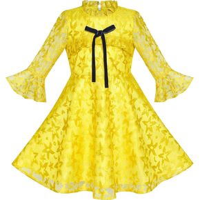 Sunny Fashion Flower Girls Dress Off White Lace Wedding Pageant Party Size 5-10