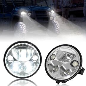 SAUTVS LED Headlights with Halo Ring DRL for Kawasaki Mule Pro, High Low Beam Front Head Lamp Assembly for Kawasaki Mule Pro-FXT DXT DX FX 2015-2023 Accessories (2PCS)