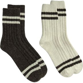 Merino 92% Wool Socks for Men & Women, Medium 7-10.5 US, Made in Mongolia, Cozy & Soft Hiking Socks, Bed Socks for Quality Warmth, Classic Thick Khit Socks, Comfortable & Stylish, 2 Pairs