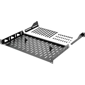 1U Rack Shelf,19 inch Rack Shelf 14 inch Depth,Rack Mount Shelf with Anti-Slip Stops,Server Rack Shelf and Network Shelf for 19 in Equipments, 110lbs Capacity of Vented 1U Shelf,Black,No Lip