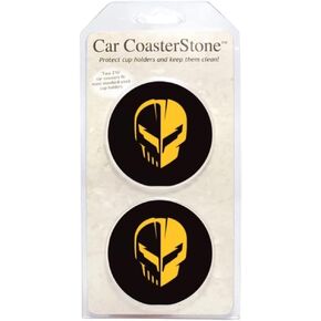 C8.R Jake Skull Corvette Car Coaster - Cup Holder Insert - Set of 2 - Black Interior Accessory for Corvettes