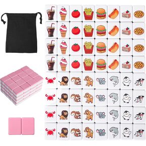 GRACIAS 2 Players Mahjong Block Set, Mahjong Tile Game with 50 Premium Green Tiles(30mm) Red and Green Pattern, Portable Mahjongg Set with A Carry Bag
