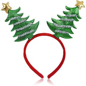 SARATA Christmas Headbands for Women Glitter Powder Bell Hair Hoop Elk Hair Band Reindeer Antlers Headband Women Girls Hair Access Headdress for Party 1PCS (Golden)