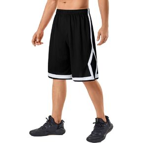Men's Athletic Mesh Shorts with Deep Pockets Long Basketball Gym Workout Shorts Quick-Drying