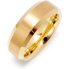 EVE'S ADDICTION Engravable Men's Ring - Brushed Gold Tungsten Ring