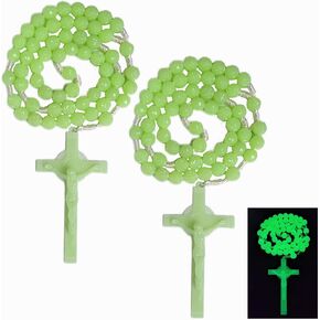 22'' Glow in The Dark Rosary Cross, 1PCS 2PCS 3PCS Large Plastic Cross Rosary Beads, Dual-Purpose Rosarios Catolicos for First Communion, Suitable for Wall Display or Personal Use (2)