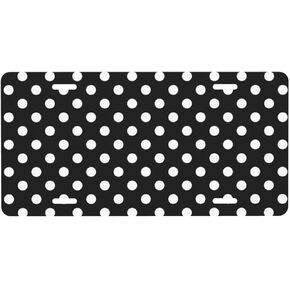 License Plates for Front of Car, White Black Polka Dot License Plate, Aluminum for Car Decoration Accessory Vanity Tag, for Men Women 6 X 12 Inch