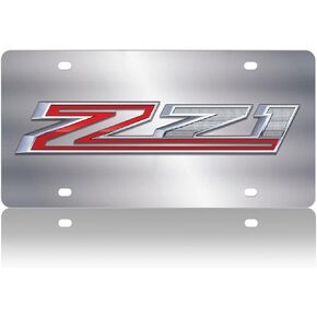 Z71 Emblem Badge Mirror Stainless Steel License Plate Replacement for 2019 2020 2021 Chevy Silverado (Chrome Red)