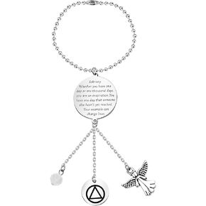 PLITI Sobriety Gifts Addiction Recovery Gifts AA NA Rearview Mirror Recovery Gift AA Sponsor Gifts 12 Step Gifts Stay Strong Sober Inspirational Rear View Mirror Charm (Sobriety AA CRM)