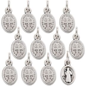 Catholica Shop Mini Silver Oxidized Medals - Mary and Patron Saints - Pack of 12 units - Made in Italy