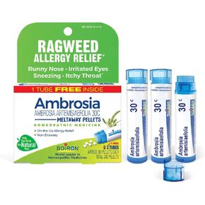 Boiron Ambrosia 30C Homeopathic Medicine for Relief from Allergy Symptoms of Sneezing, Runny Nose, Irritated Eyes, and Itchy Throat or Nose - 3 Count (240 Pellets)