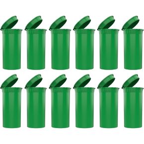 Multi-Use Airtight Empty Pill Bottles with Hinged Lids, 13 Dram Plastic Bottle Organizer for Supplements, Vitamins & Medicines, 12 Pack (Lime Green Opaque)
