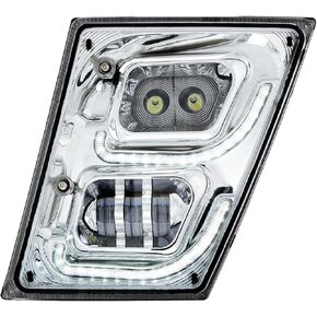 United Pacific 32594 Fog Light, Chrome, High Power LED, Driver Side, with LED DRL & Position Light, for 2003-2017 Volvo VN/VNL