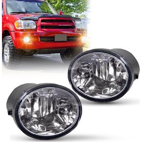 Fog Lights Assembly Replacement For 2000-2006 Toyota Tundra 2001-2007 Toyota Sequoia With 9006 12V 35W Halogen Bulbs Included Switch And Wiring Kit(Clear Lens)
