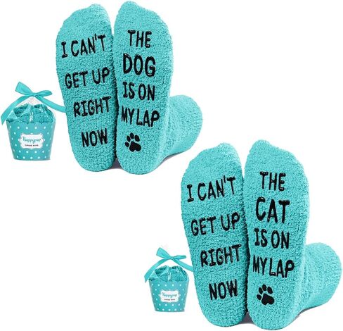 HAPPYPOP Funny Gifts for Mom Women Her Wife Girlfriend, Dog Mom Gifts for Women Cat Mom Gifts Birthday Gifts, Fuzzy Women Dog Cat Socks in Saudi Arabia