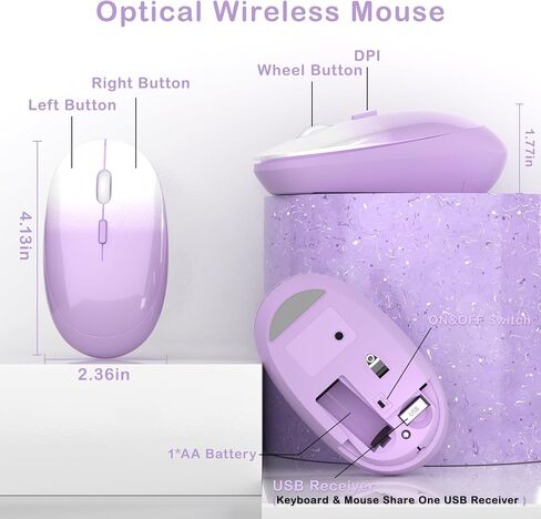 Colorful Wireless Keyboard and Mouse Combo, 2.4GHz Wireless Retro Cute Round Keycaps Keyboard, 104 Keys Full-Sized Keyboard Mouse Set with Switch Button for PC Laptop Desktop (Rose Gradient) in Saudi Arabia