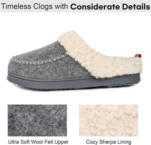 LongBay Women's Moccasin Slippers Faux Wool Felt Slip-On Bedroom Clog Comfy Memory Foam Indoor Outdoor House Shoes with Fuzzy Collar Burgundy 7-8 in Saudi Arabia