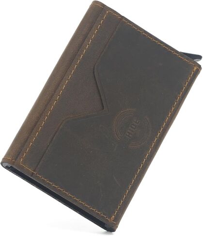 Minimalist Slim Wallet for Men, RFID Card Holder Minimalist Wallet, RFID Blocking Wallet Leather, Business Card Holder Wallet for Men, Leather Credit Card Holder Wallet (V Shape, Chestnut) in Saudi Arabia