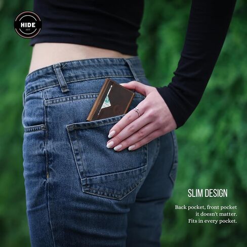 Minimalist Slim Wallet for Men, RFID Card Holder Minimalist Wallet, RFID Blocking Wallet Leather, Business Card Holder Wallet for Men, Leather Credit Card Holder Wallet (V Shape, Chestnut) in Saudi Arabia