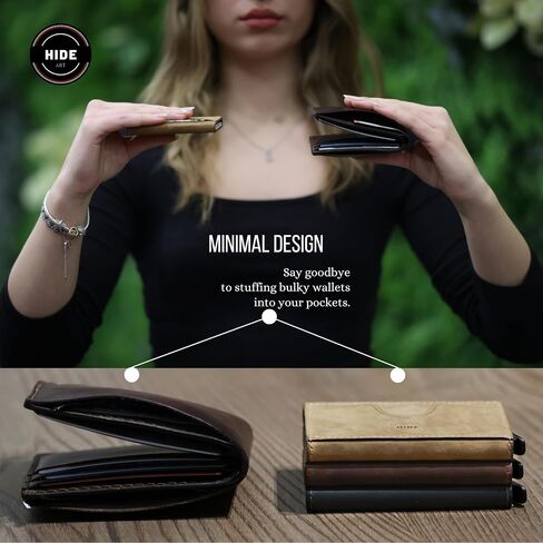 Minimalist Slim Wallet for Men, RFID Card Holder Minimalist Wallet, RFID Blocking Wallet Leather, Business Card Holder Wallet for Men, Leather Credit Card Holder Wallet (V Shape, Chestnut) in Saudi Arabia