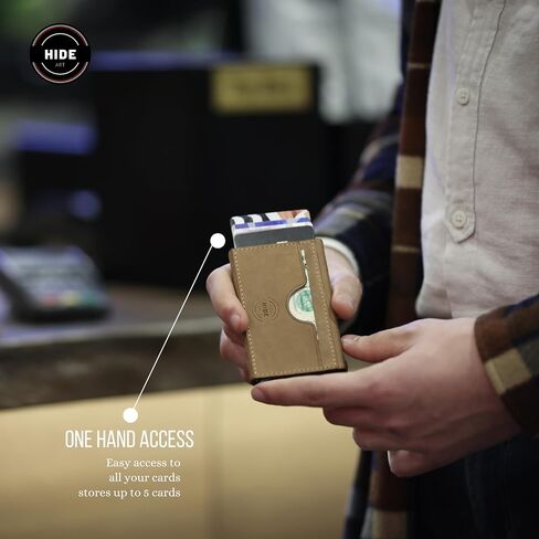 Minimalist Slim Wallet for Men, RFID Card Holder Minimalist Wallet, RFID Blocking Wallet Leather, Business Card Holder Wallet for Men, Leather Credit Card Holder Wallet (V Shape, Chestnut) in Saudi Arabia