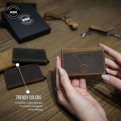 Minimalist Slim Wallet for Men, RFID Card Holder Minimalist Wallet, RFID Blocking Wallet Leather, Business Card Holder Wallet for Men, Leather Credit Card Holder Wallet (V Shape, Chestnut) in Saudi Arabia
