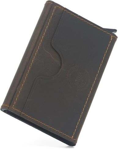 Minimalist Slim Wallet for Men, RFID Card Holder Minimalist Wallet, RFID Blocking Wallet Leather, Business Card Holder Wallet for Men, Leather Credit Card Holder Wallet (V Shape, Chestnut) in Saudi Arabia