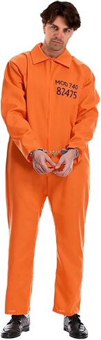L'VOW Orange Prison Costume Adult Prisoner Jumpsuit Jail Inmate Uniform Women Men in Saudi Arabia