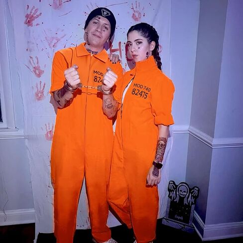 L'VOW Orange Prison Costume Adult Prisoner Jumpsuit Jail Inmate Uniform Women Men in Saudi Arabia