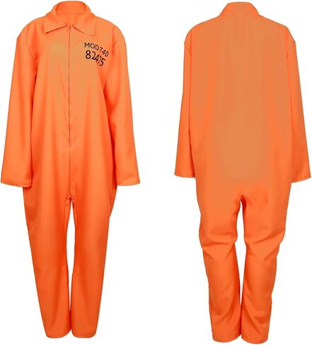L'VOW Orange Prison Costume Adult Prisoner Jumpsuit Jail Inmate Uniform Women Men in Saudi Arabia