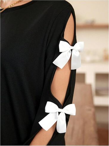 Women's Plus Size Sweatshirts Bow Cut Out Long Sleeve Cute Pullover Tops Spring Fall Clothes Trendy in Saudi Arabia