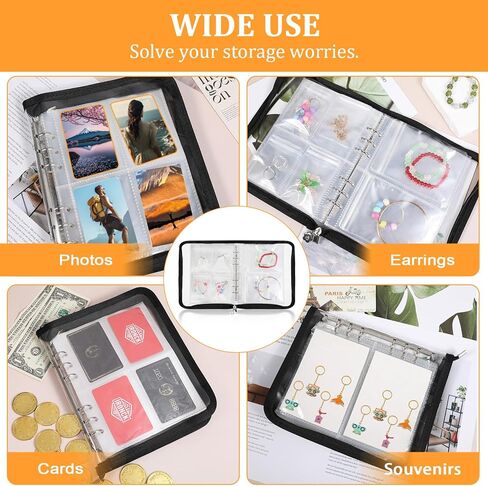 Jewelry Storage Book Set, Transparent Jewelry Organizer Book Earring Organizer Case Jewelry Organizer Travel for Earring, Necklace, Ring, With pvc Jewelry Pouches Zipper Bags in Kuwait