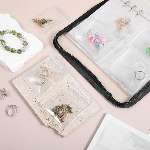 Jewelry Storage Book Set, Transparent Jewelry Organizer Book Earring Organizer Case Jewelry Organizer Travel for Earring, Necklace, Ring, With pvc Jewelry Pouches Zipper Bags in Kuwait