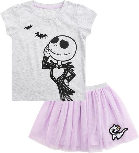 Disney Nightmare Before Christmas Jack Skellington Girls Short Sleeve T-Shirt and Skirt Set for Toddler and Big Kids in Saudi Arabia