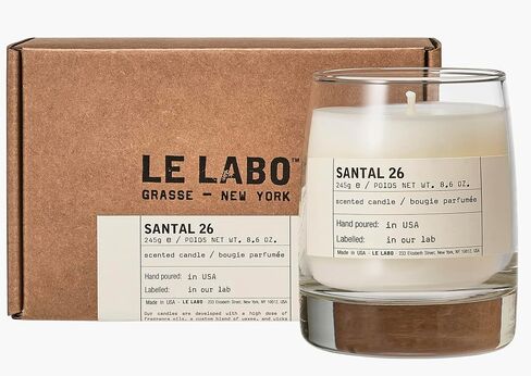 LE LABO Santal 26 Scented Candle 245 Grams 8.6 Ounce Glass jar Boxed Made in USA, Cream in Saudi Arabia