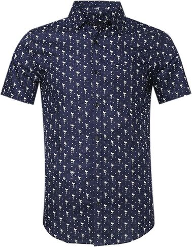 Men's Casual Short Sleeve Printing Pattern Button Down Shirt in Saudi Arabia