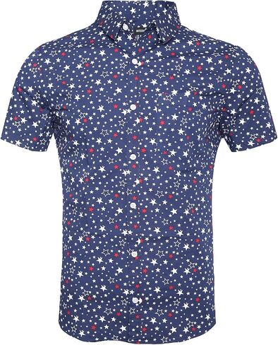 Men's Casual Short Sleeve Printing Pattern Button Down Shirt in Saudi Arabia