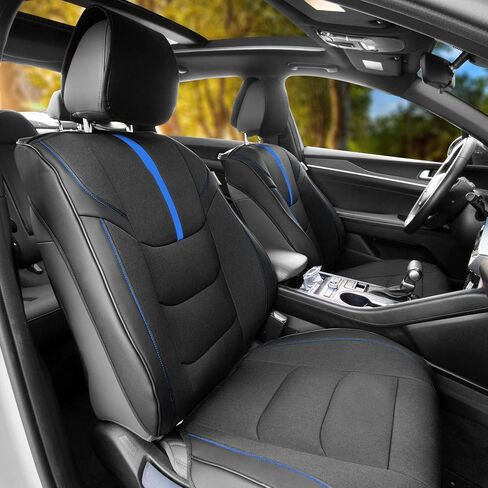 FH Group Front Set Oxford Car Seat Covers for Low Back Car Seats with Removable Headrest, Universal Fit, Airbag Compatible Seat Cover for SUV, Sedan, Van, Blue in Saudi Arabia