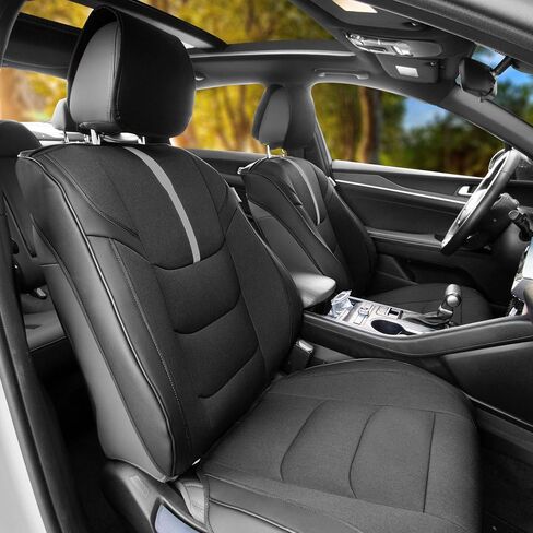 FH Group Front Set Oxford Car Seat Covers for Low Back Car Seats with Removable Headrest, Universal Fit, Airbag Compatible Seat Cover for SUV, Sedan, Van, Blue in Saudi Arabia