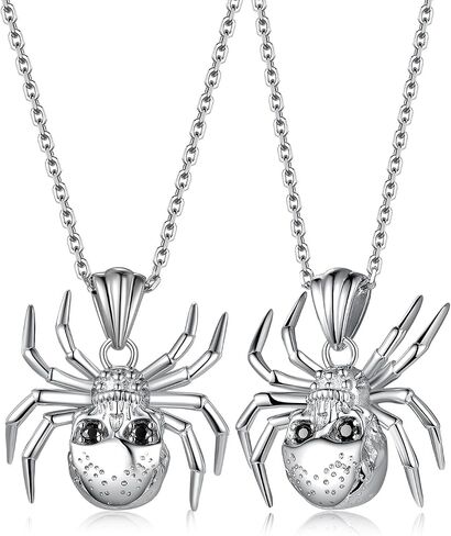 CYW Moissanite Skull Cross/Spider/Raven Necklace for Men Women, Intriguing Design, Really Authentic Solid 925 Sterling Silver with Rhodium Finish, 16"/18"/20" Adjustable, Halloween Jewelry in Saudi Arabia
