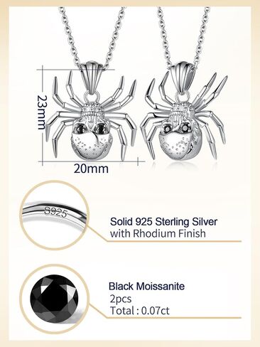 CYW Moissanite Skull Cross/Spider/Raven Necklace for Men Women, Intriguing Design, Really Authentic Solid 925 Sterling Silver with Rhodium Finish, 16"/18"/20" Adjustable, Halloween Jewelry in Saudi Arabia